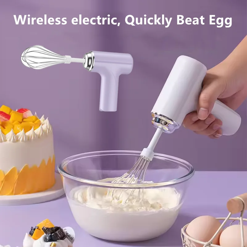 Handheld Electric Egg Beater Wireless Rechargeable Milk Frother Coffee Drink Mixer Milk Foamer Kitchen Tool For Cakes