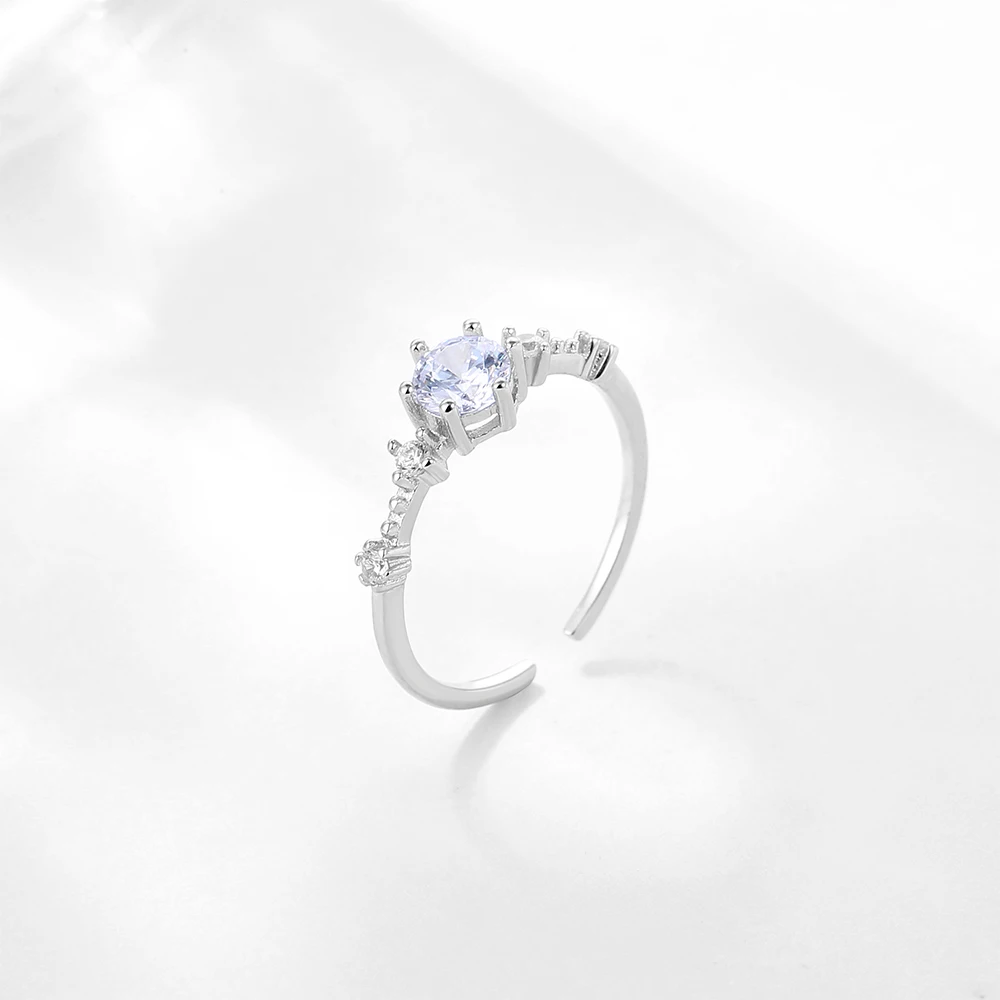 RYJU-Bagues de mariage rondes en zircone pour femme, design classique, bijoux de fiançailles glamour, cadeaux minimalistes, bague sœur, cadeau pour elle, contre-indiqué