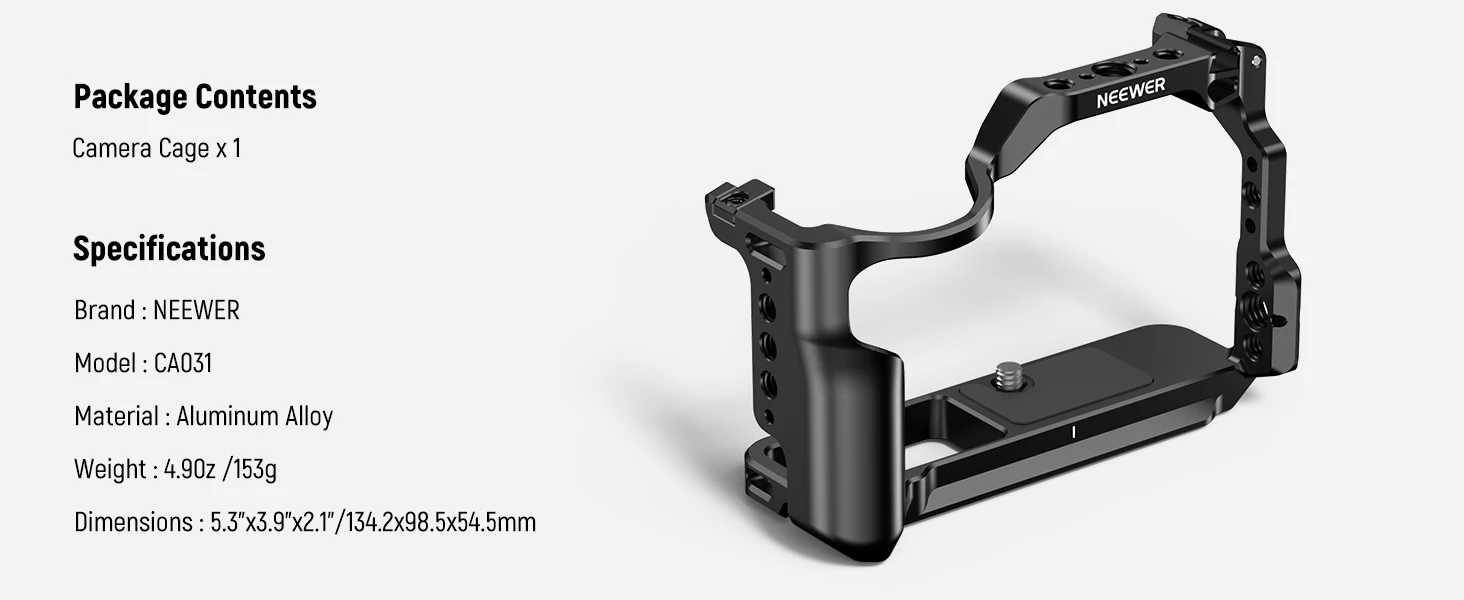 NEEWER R50 Kamerakäfig, kompatibel mit Canon EOS R50 Aluminium-Video-Rig mit NATO-Schiene für DJI Gimbals Arca Typ QR-System – Detail 7