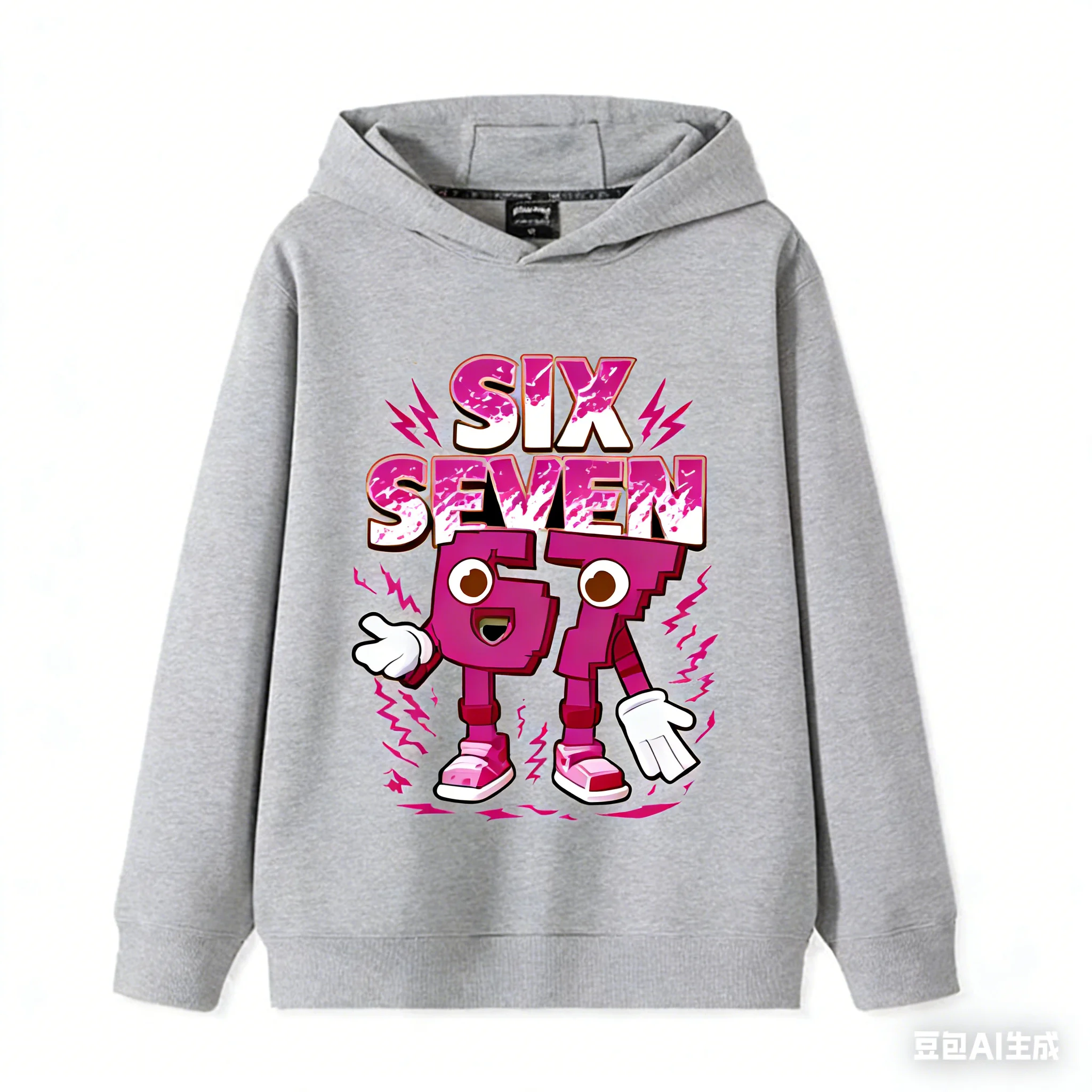 67 Six Seven Kapuzenpullover, 3–12 Jahre, lustiger Grafik-Pullover für Mädchen und Jungen, Fleece, lässig, sportlich, für Kinder, Herbst-Kapuzenpullover, lässiger Unisex-Sweatshirt – Detail 4
