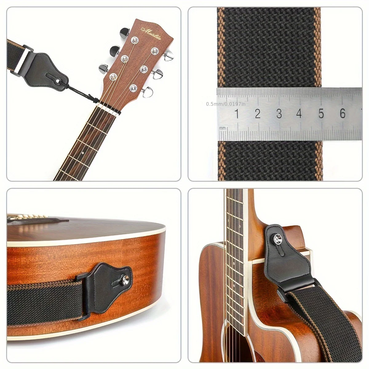 Guitar Strap Thickened and Lengthened with Adjustable Pick 108cm-180cm Suitable for Guitar Bass Electric Guitar Ukulele