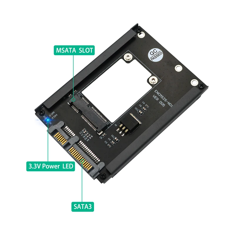 MSATA-SSD إلى 2.5 "SATA 3.0 III بطاقة محول ، لوحة الناهض مع قوس الإطار ، ودعم الحجم الكامل ، 6Gps للكمبيوتر المكتبي
