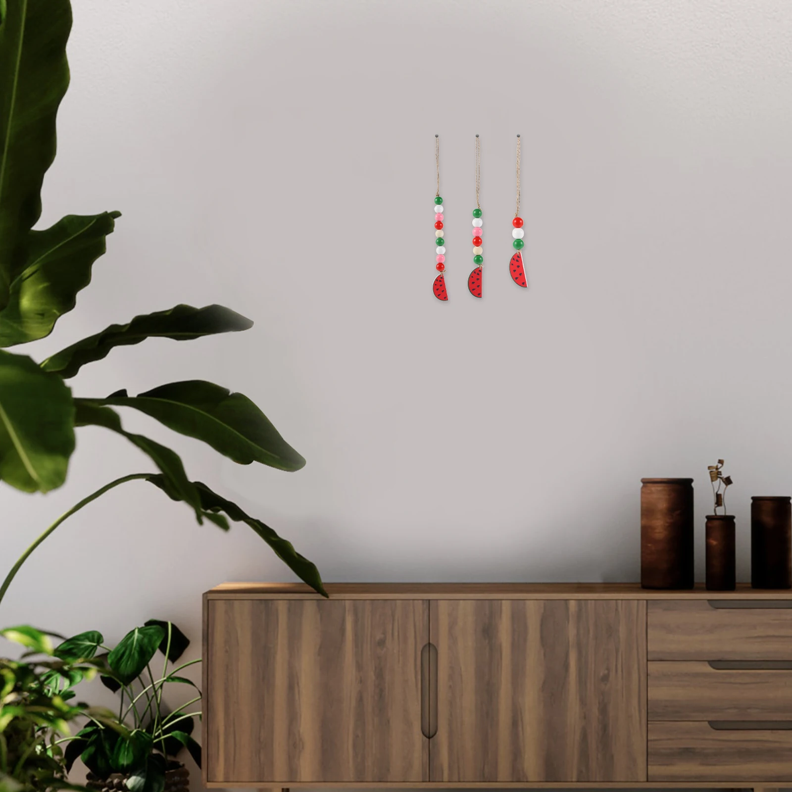 

6 Pcs Wooden Bead Tassel Pendant Hanging Ornaments Decorative Chains for Watermelon Hemp Rope Festival Decorations