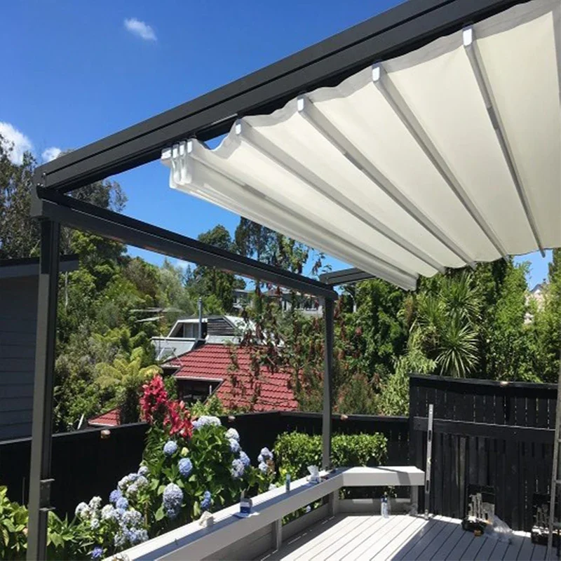 

Outdoor waterproof Motorized Aluminum Retractable PVC Pergola Covers