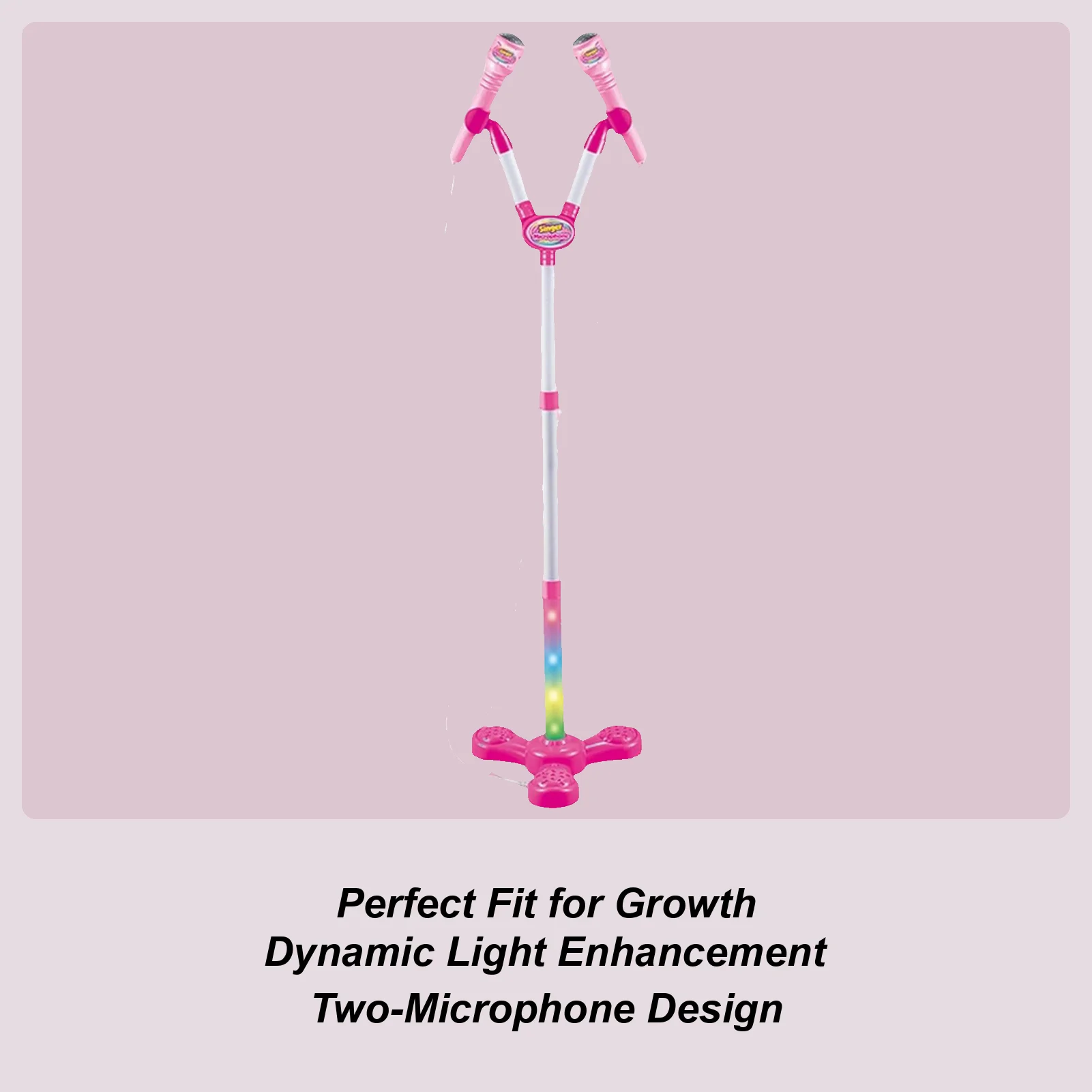 어린이를위한 스탠딩 마이크 다채로운 빛으로 카라오케 기계를 만드는 마이크로폰 장난감 소년 소녀 유치원생 생일