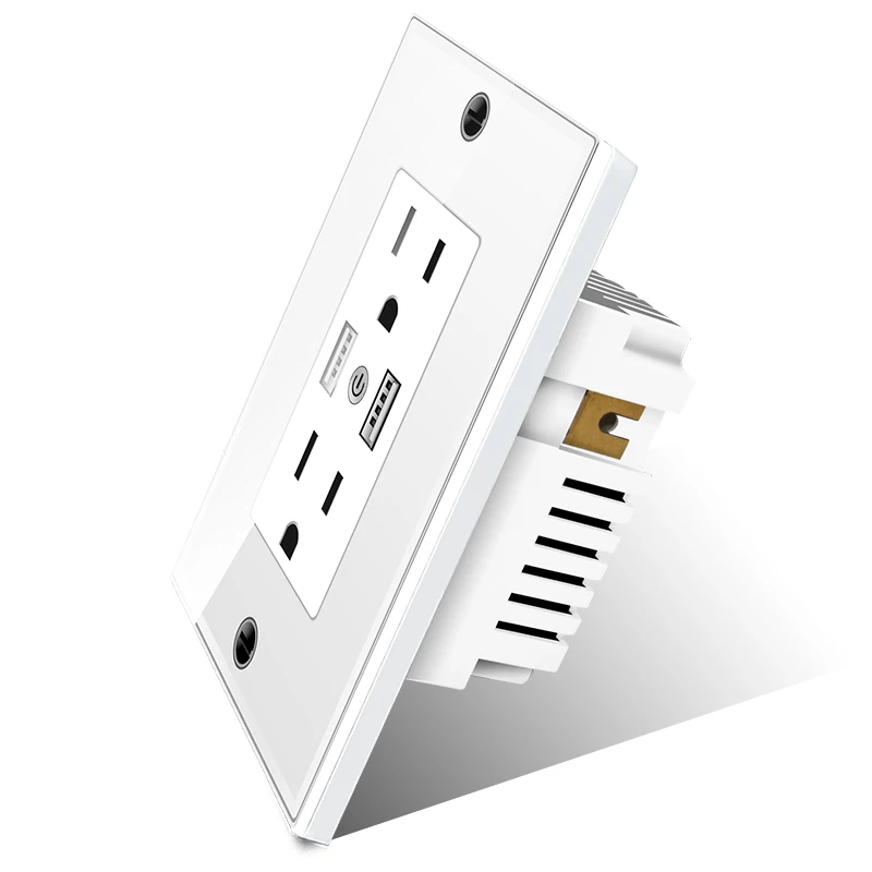 CTUVus Certificado 2 Gang EUA Padrão Tomada de Energia Dupla WIFI Tomada Inteligente com USB Duplo