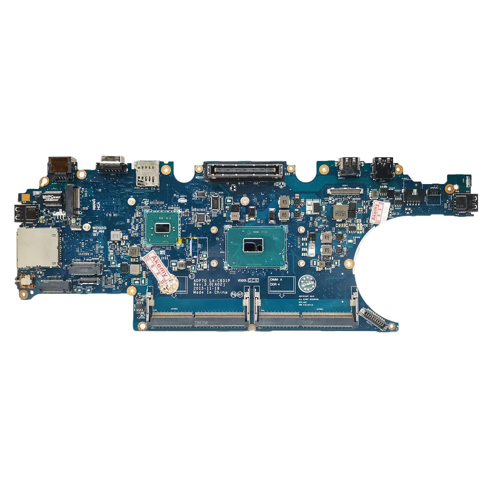 CN-02MMKG 02mm kg Notebook Mainboard UNTUK Dell Latitude E5470 Laptop Motherboard LA-C831P DDR4L dengan CPU I5 I7 generasi ke-6