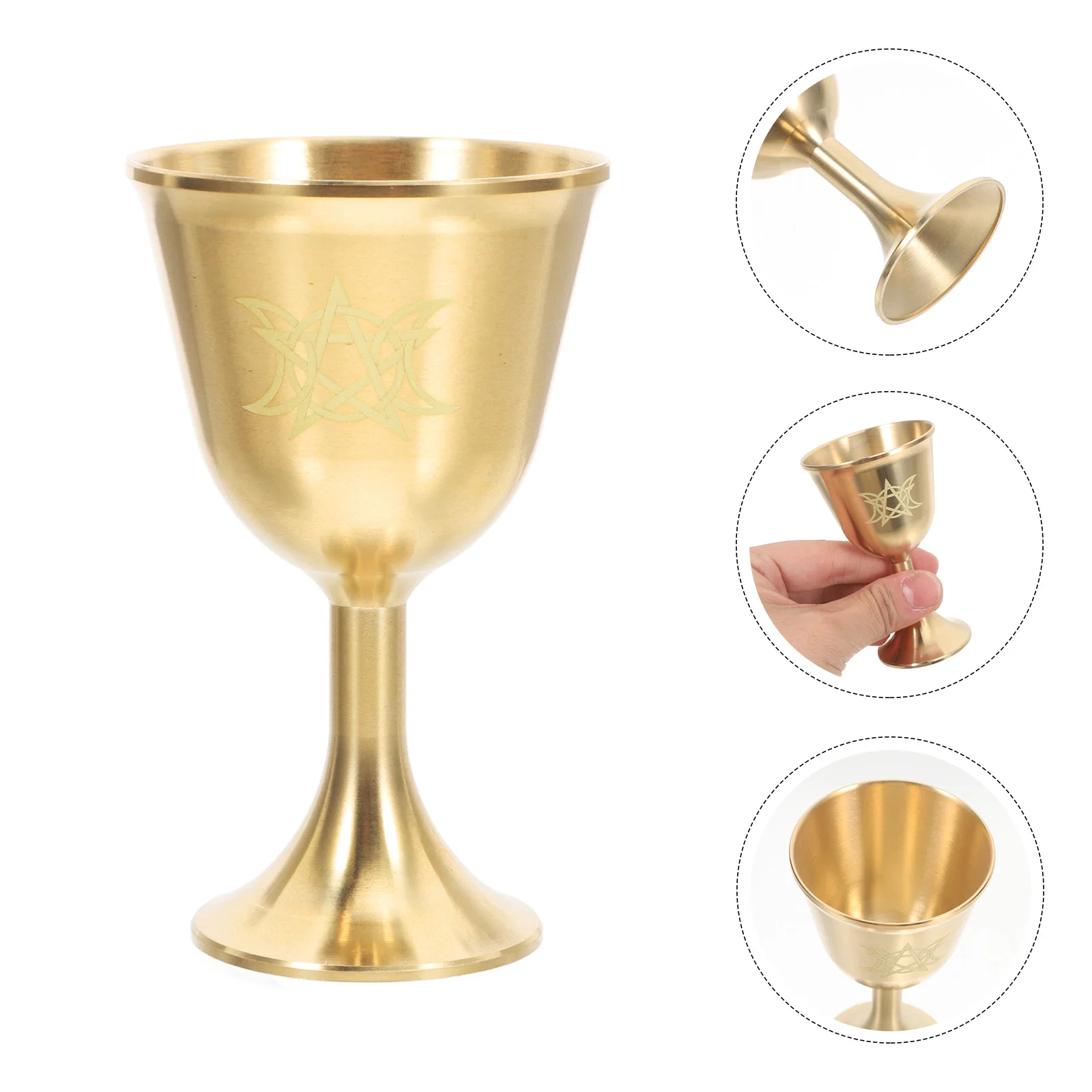 

Brass Goblet Luxury Handcrafted High Stem Elegant Wine Glass Vintage Decorative Gold Medal Renaissance Drinking Vessel Medal