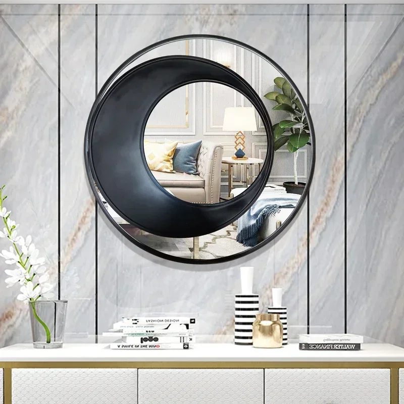 Wall Mirror Modern Metal Frame Gold Brass Round Bathroom Shatterproof Easy Assembly Sturdy Durable Stable Comfortable