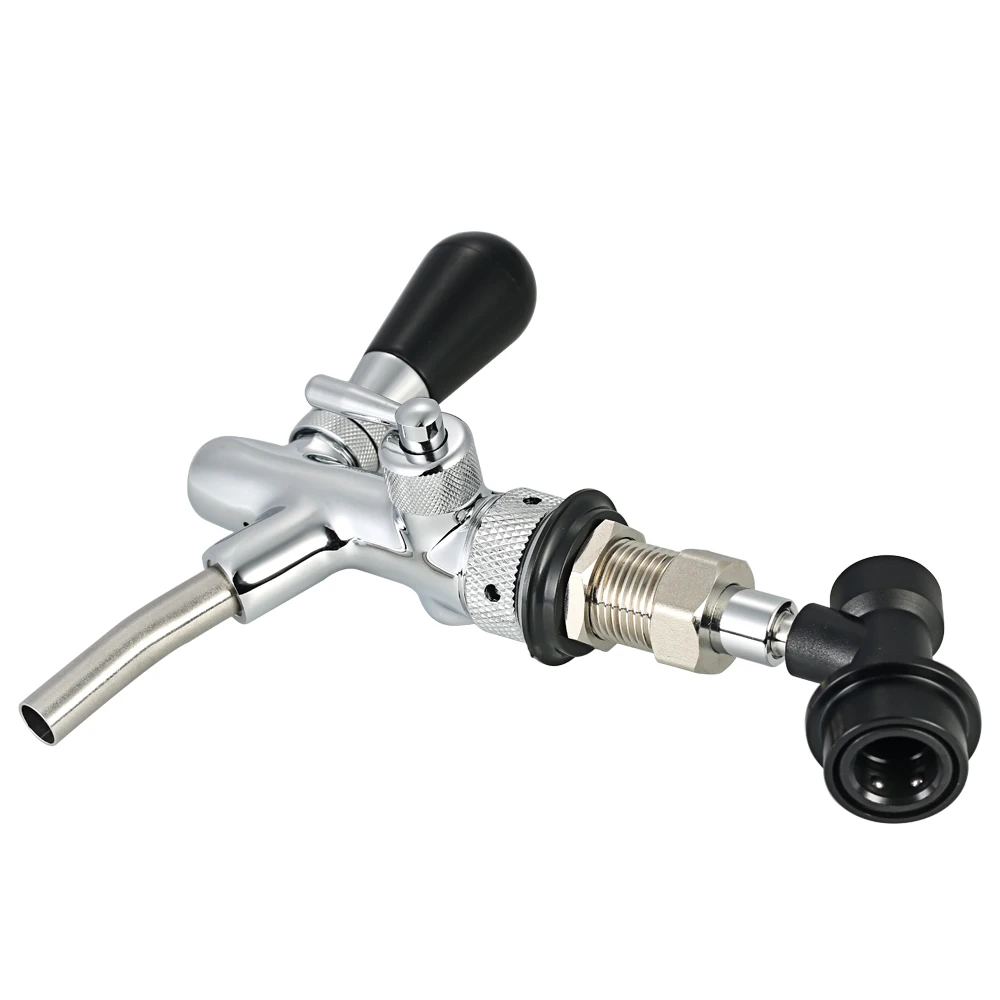 Beer Tap Adjustable Flows Chrome Draft Beer Tap Home G5/8 Shank Long Stem Brew Beer Keg Taps with Ball Lock Disconnect