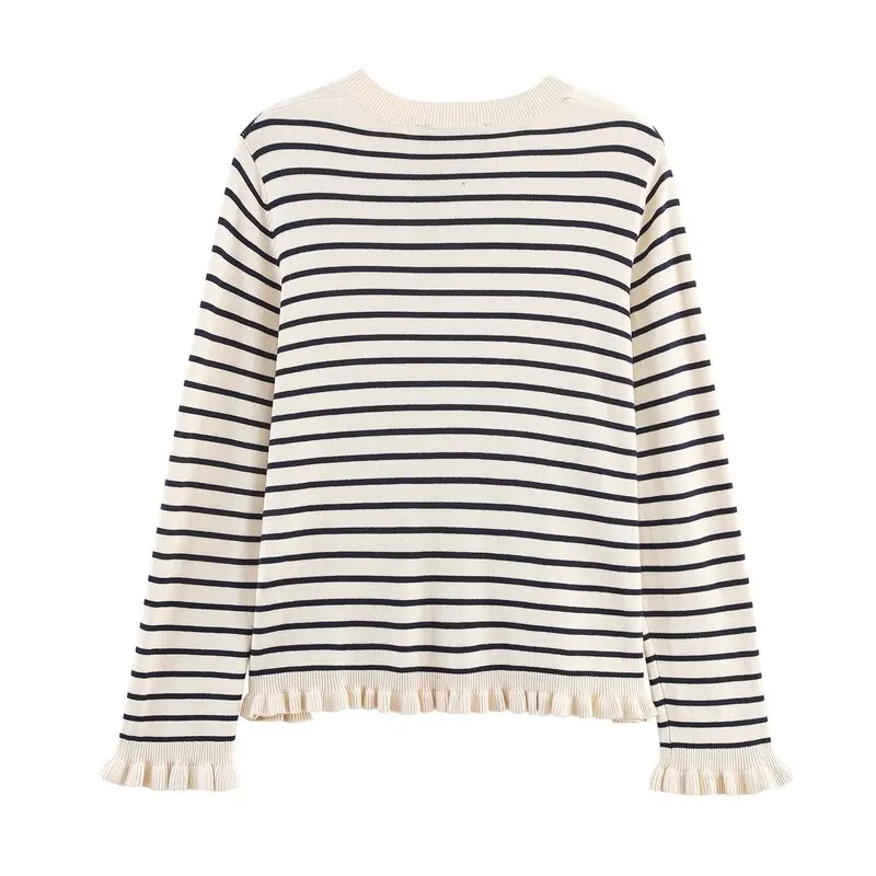 

Fall 2025 Women's Faion Versatile Layered Decorative round Ne Long Sve Knitted Jaet European Sle Open Cardigan for...