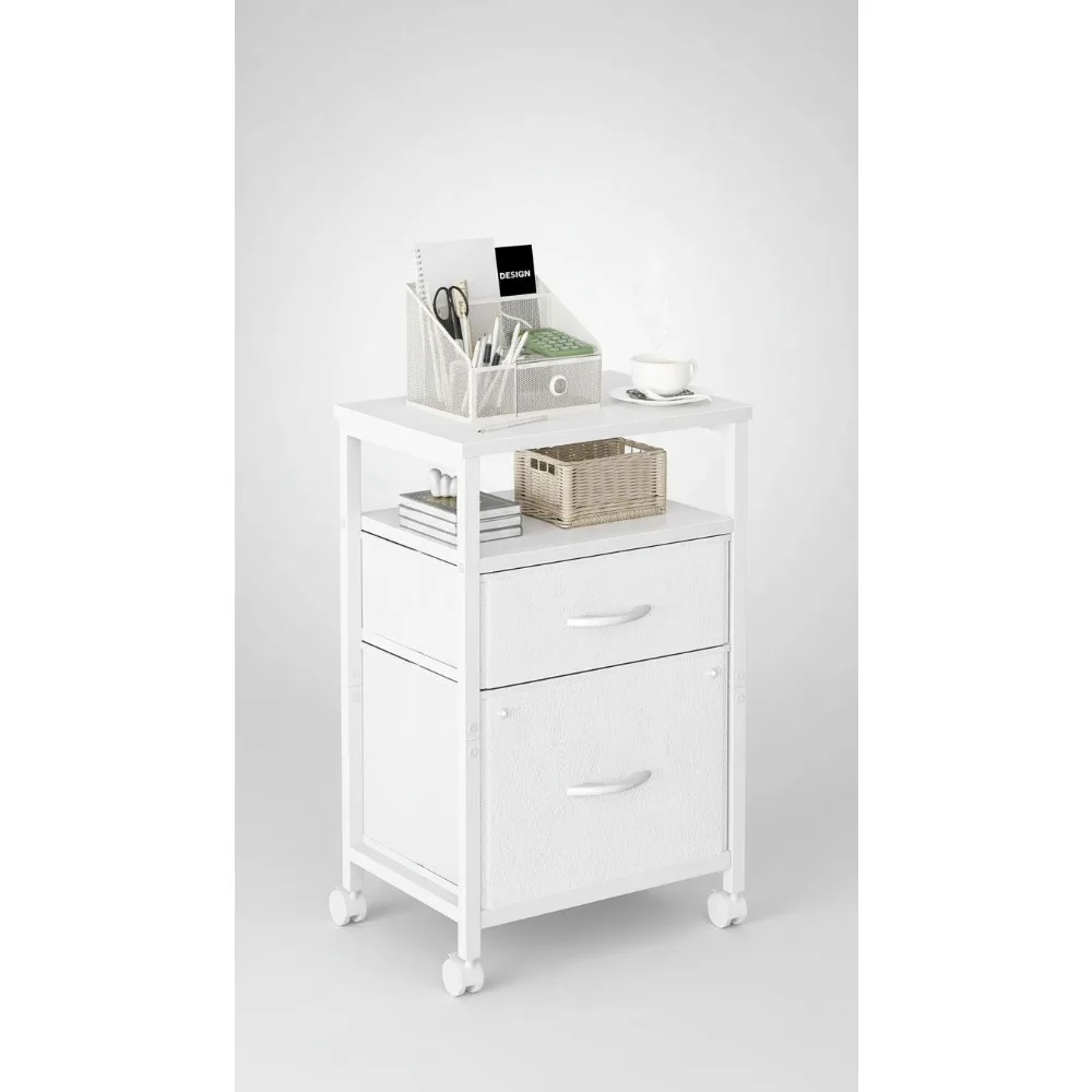 

Шкаф для документов с двумя ящиками и полкой для хранения, подставка для мобильного принтера для домашнего офиса, белый вертикальный органайзер для документов