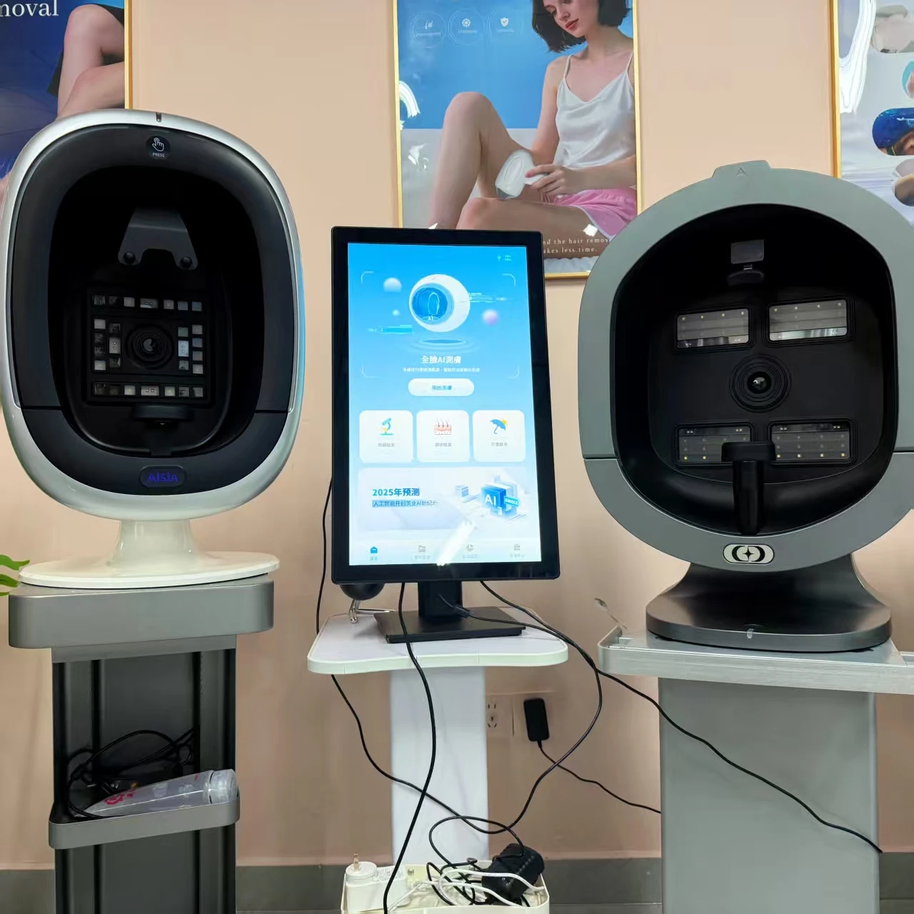 Iatest ترقية آلة تحليل الجلد ثلاثية الأبعاد 21.6 بوصة AI تشخيص الجلد صالون تجميل ماسح ضوئي لجلد الوجه