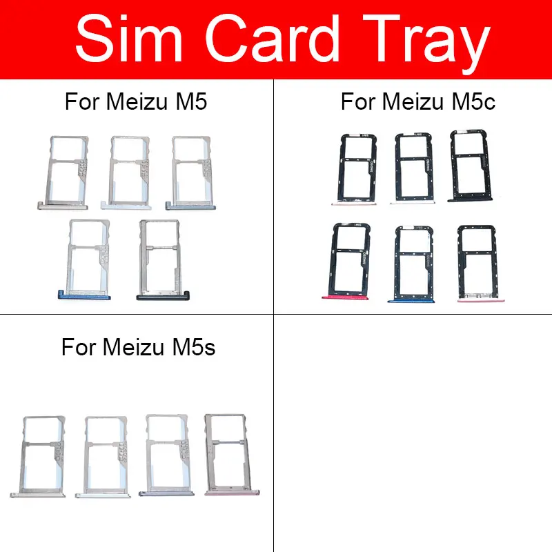 SIM Card Tray Holder For Meizu Meilan Blue Charm M5 M5c M5s M611A M611H  Sim Card Slot Adapter Replacement Repair Parts