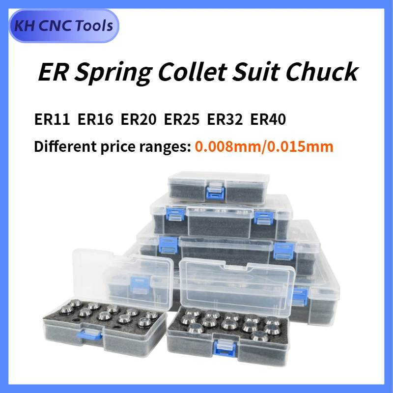 KT أداة ER11 ER16 ER20 ER25 ER32 ER40 مجموعة ER أسطوانة معدنية دعوى تشاك 0.015 0.008 مللي متر A AA ل CNC طحن أداة حامل النقش