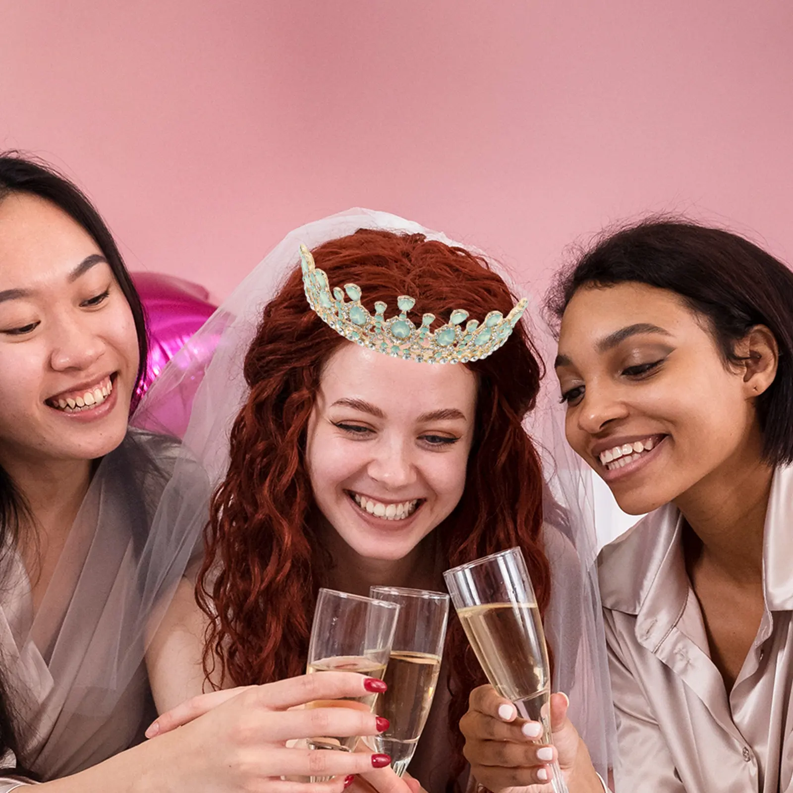 

Bridal Tiara Crown Pearl Green Crystals Romantic Design Wedding Birthday Bride Headpiece Rhinestone Crystal Bridal Tiara Wedding