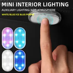 1/2PCS Car Interior Mini Light Touch Ambient Light Auto Roof Ceiling Reading Lamp LED Car Styling Touch Night Light USB Charging