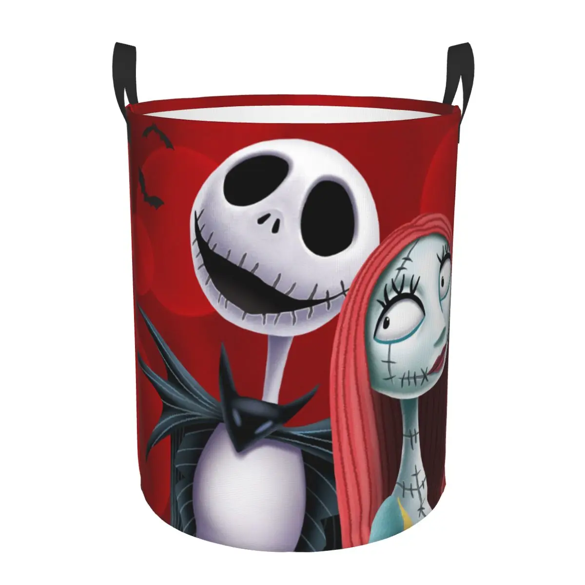 Custom Sally And Jack Laundry Basket The Nightmare Before Christmas Skellington Clothes Hamper for Nursery Kids Toys Storage Bag