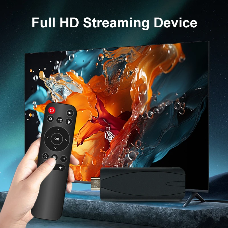 OM TV Stick Smart Android14 TV Stick S905L H.265 1080P HD TV box 2.4G WiFi TV استقبال لمشغل الوسائط Google YouTube Netflix