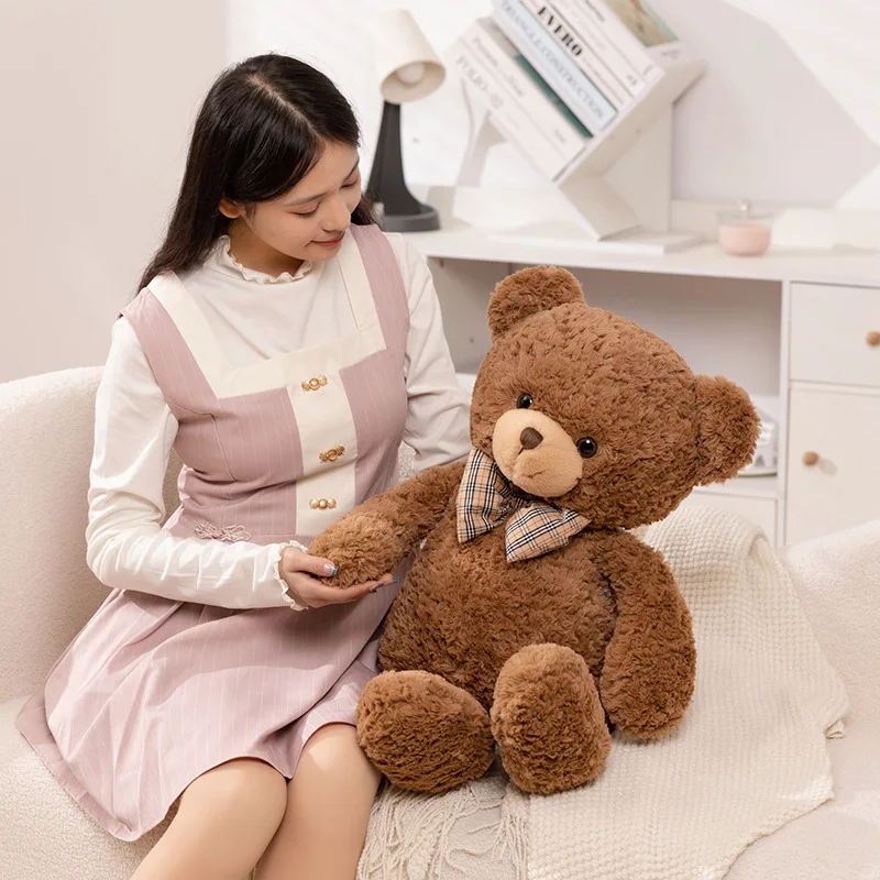 Kawaii ربطة القوس فيونكة الدب دمية ألعاب من نسيج مخملي عناق دمية دب هدية عيد ميلاد وسادة الدب البني غرفة المعيشة المنزلي غرفة نوم #2