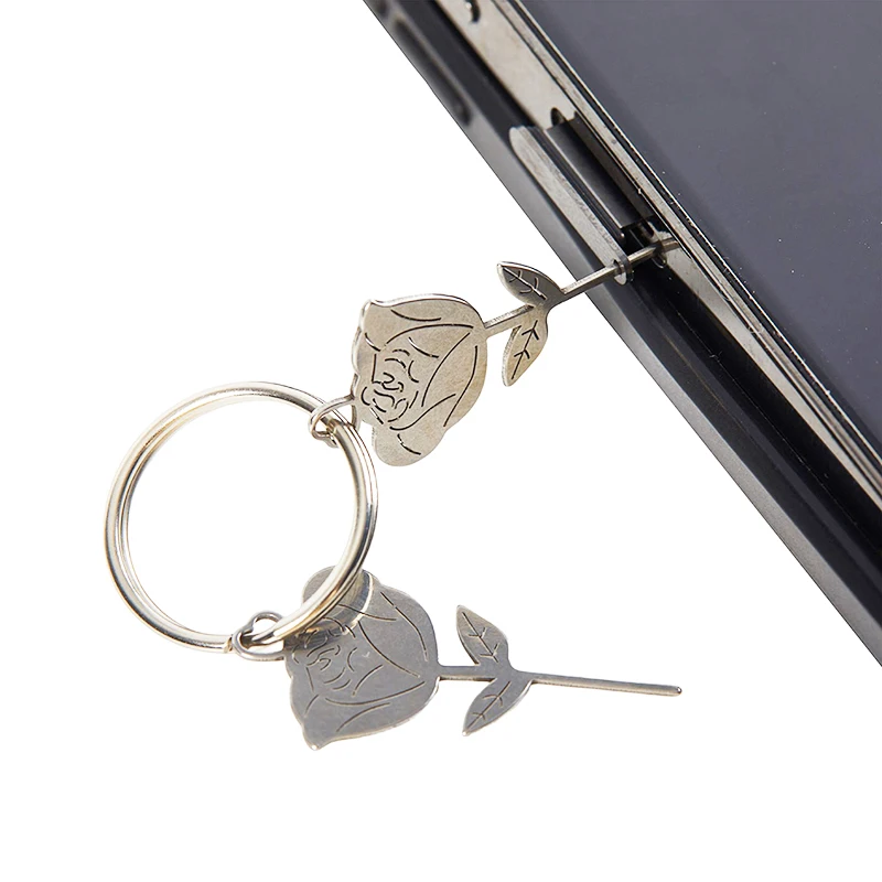 Rose Shape Stainless Steel Needle for Smartphone Sim Tray Removal Eject Pin Key Tool Universal Thimble