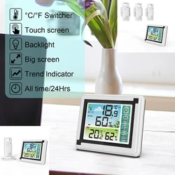 Indoor Outdoor Thermohygrometer Touch Color Screen Weather Station Wireless Thermometer Hygrometer Temperature Humidity Monitor