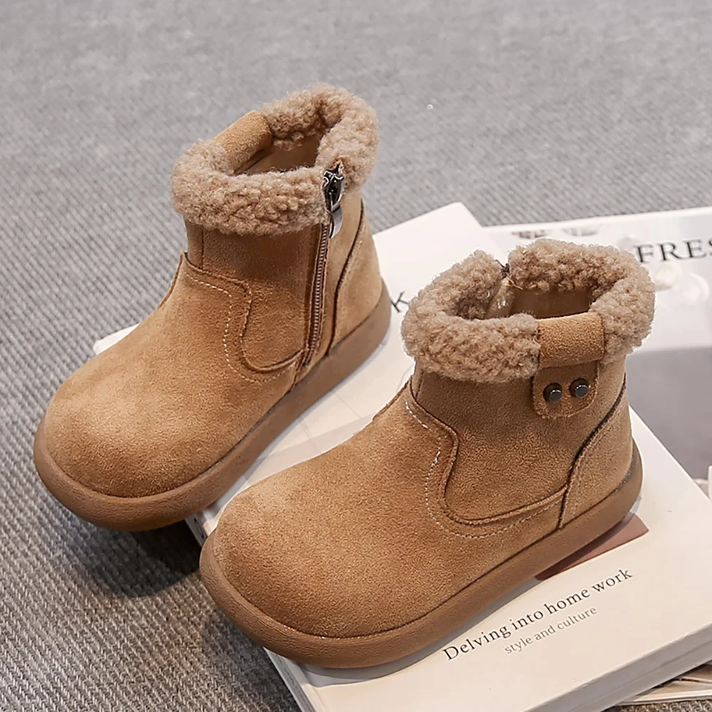 

Зимние зимние сапоги для детей, толстые теплые плюшевые ботинки из искусственной кожи, нескользящая хлопковая обувь для мальчиков и девочек, теплые ботинки для подростков