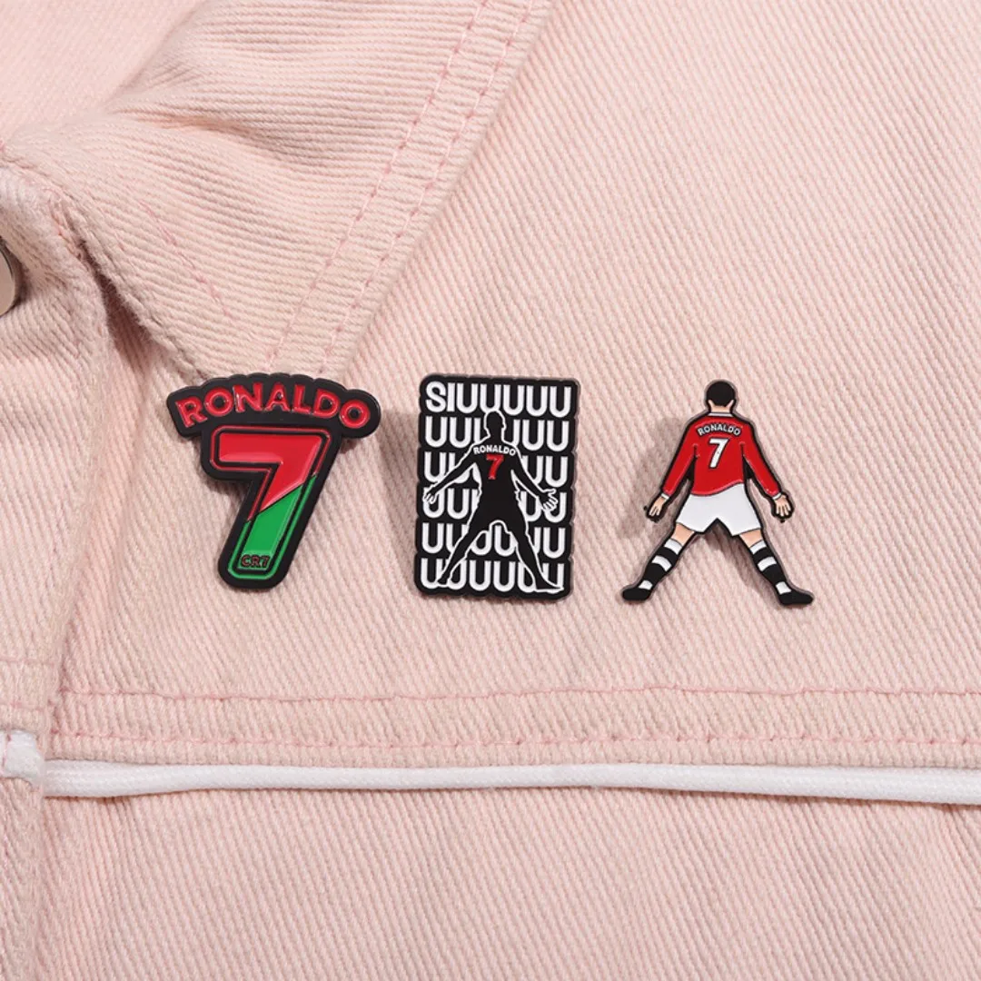 Cristiano Ronaldo CR7 Enamel Pins Set Red Jersey Celebration Design Brooch Badge For Backpack Clothing Soccer Fan Accessory Gift view 2