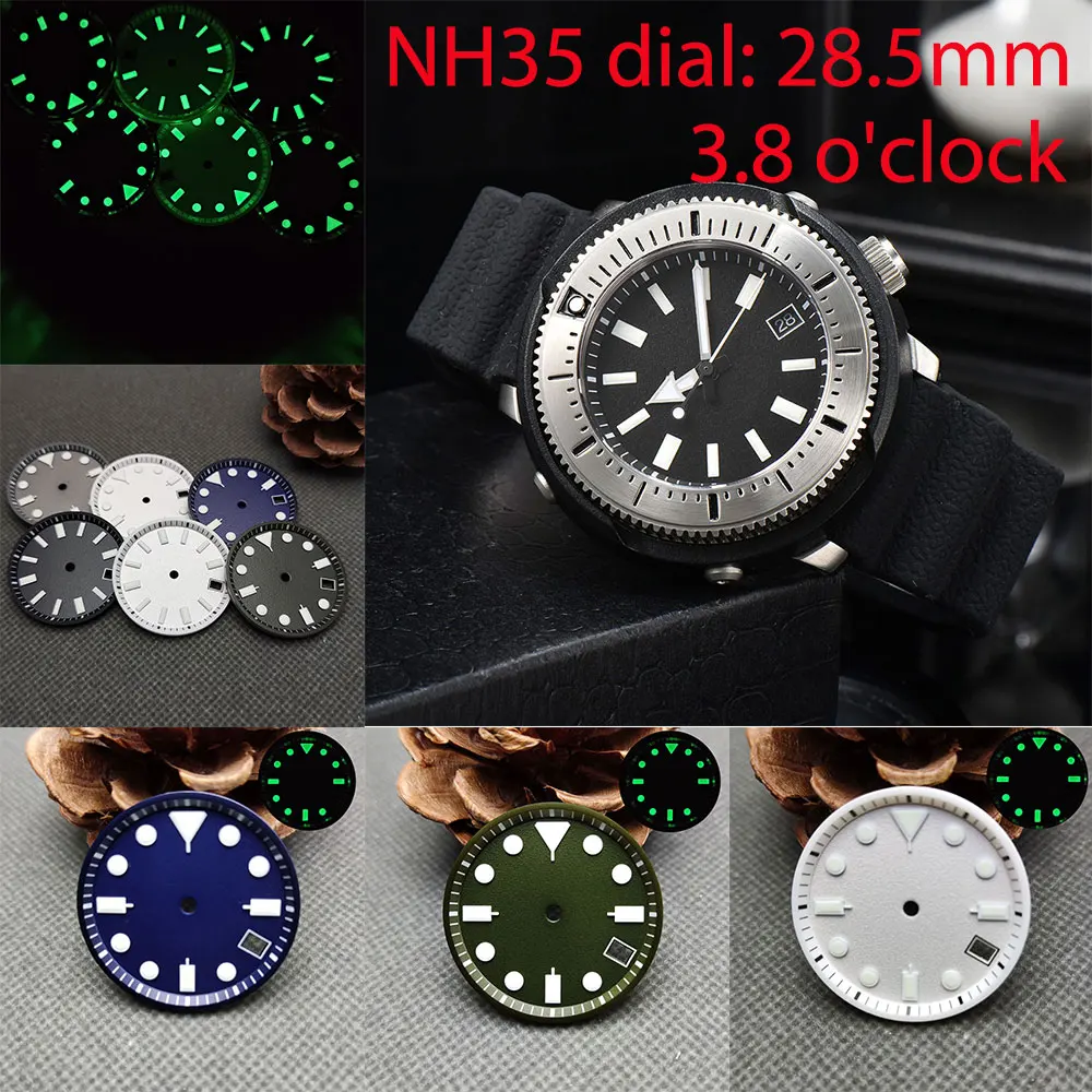 DIY NEW 28.5/29/29.5MM Diameter Single/Dual Calendar Watch Dial Luminous Dial for NH Movement 35/36 Watch Accessories