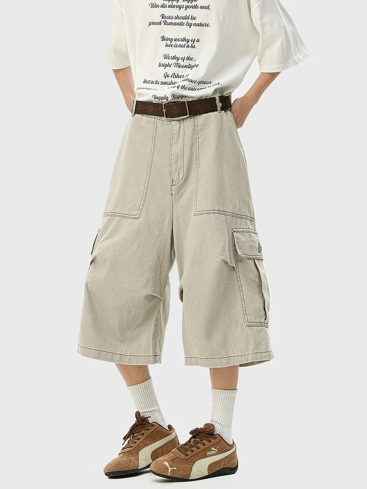 

Cleanfit American Retro Workwear Seven-Foot Pants Men Summer Loose Casual orts Youthful Vitali Straight Leg Trousers