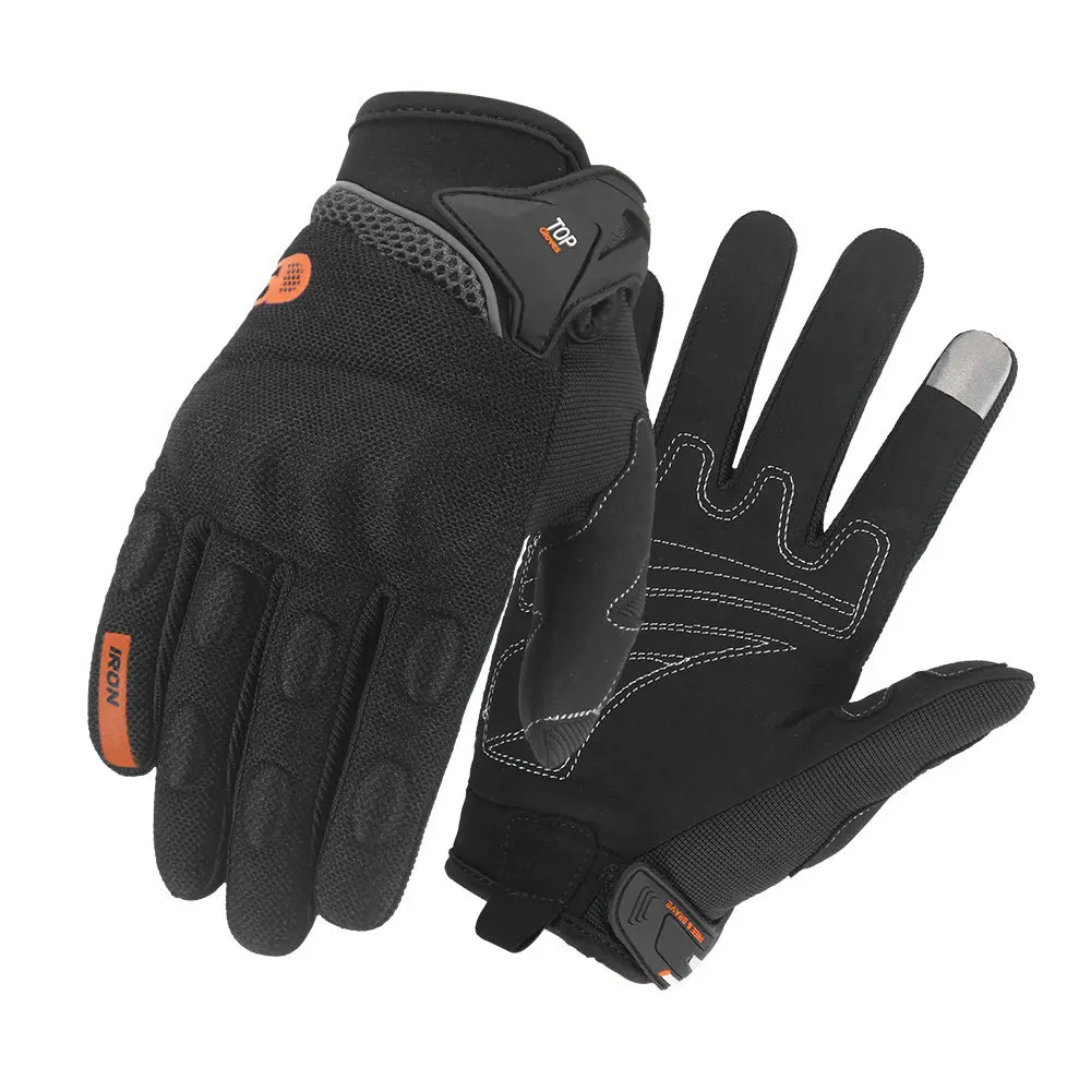 

Motorcycle Gloves Breathable Black Biker Gloves Palm Anti-slip Protection Riding Cross Dirt Bike Hard Knuckles Touch Screen