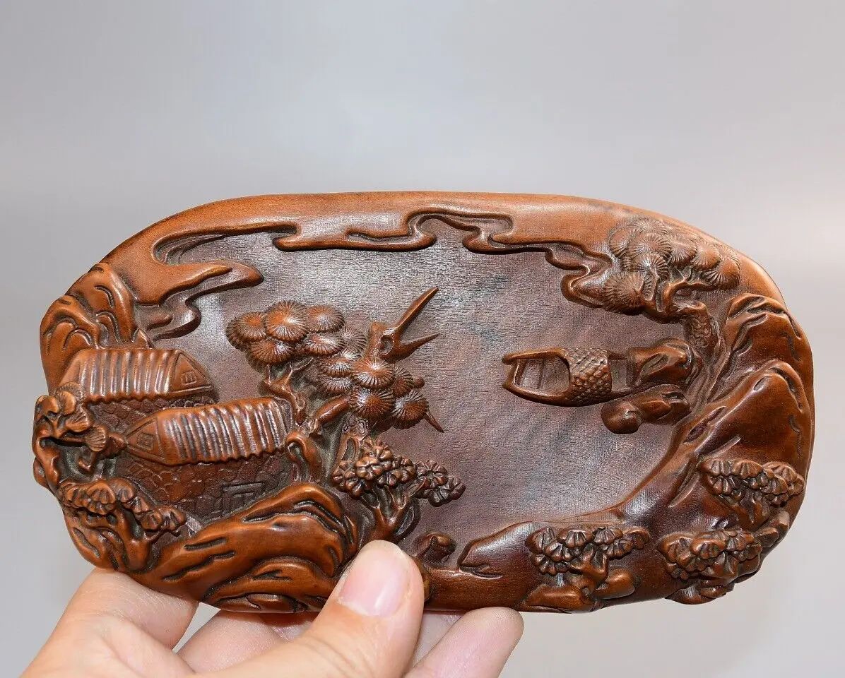 

Chinese Natural Boxwood Carved Exquisite Brush Washers Collection Art
