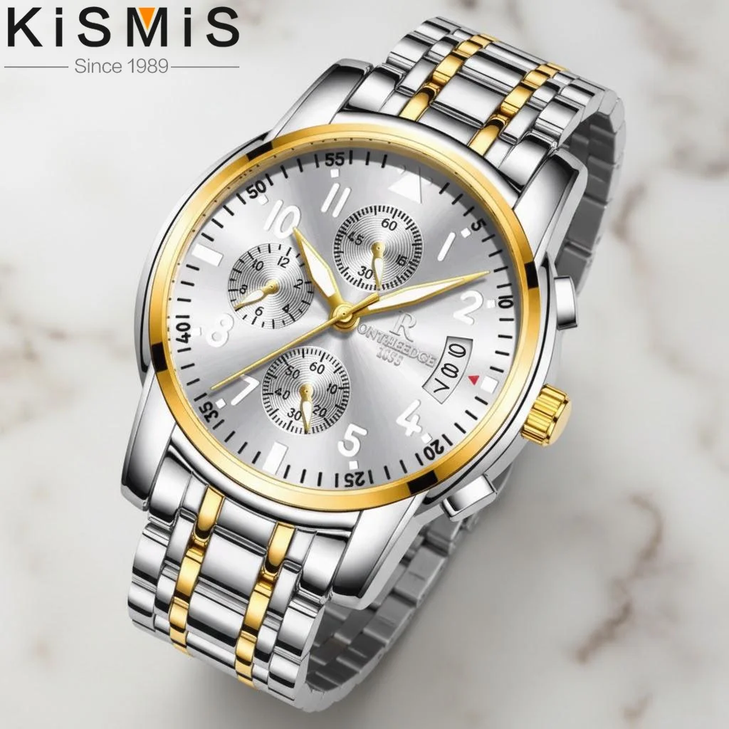 

Women Stainless Steel Quartz Watch Luminous Dial Water Resistant Classic Calendar Chronograph