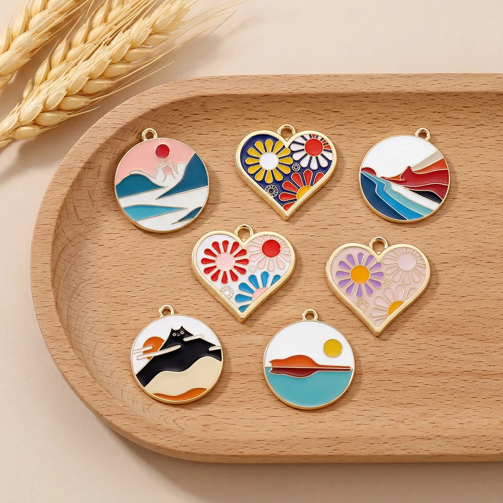 

Amazon Bestselling Drip Oil Heart Series Pendant Cute Sweet Children's Bracelet DIY Jewelry Accessories