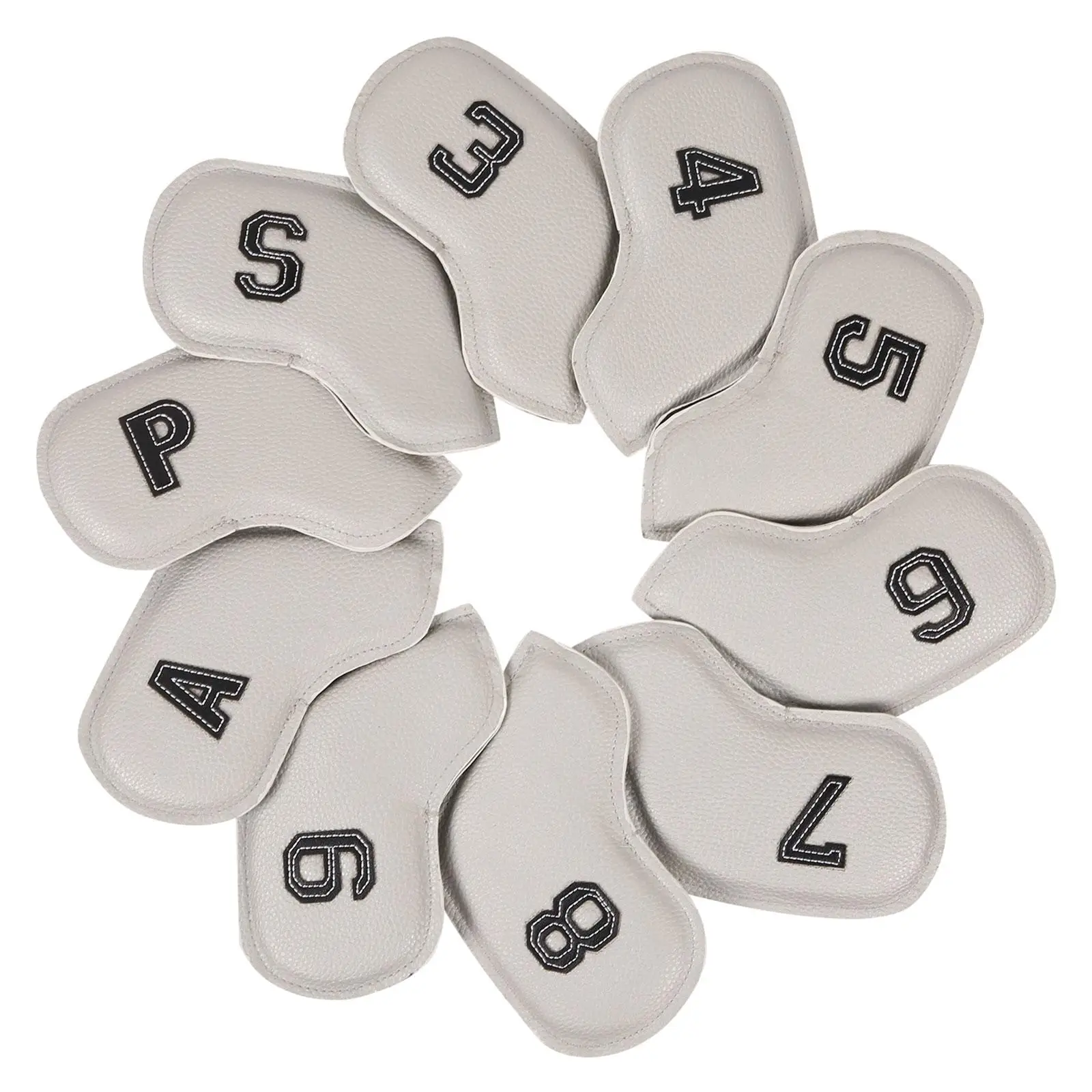 10 قطعة نادي الغولف يغطي جولف الحديد أغطية الرأس قسط بولي Leather الجلود المطرزة المضادة للخدش جولف الحديد رئيس يغطي تناسب معظم المكاوي