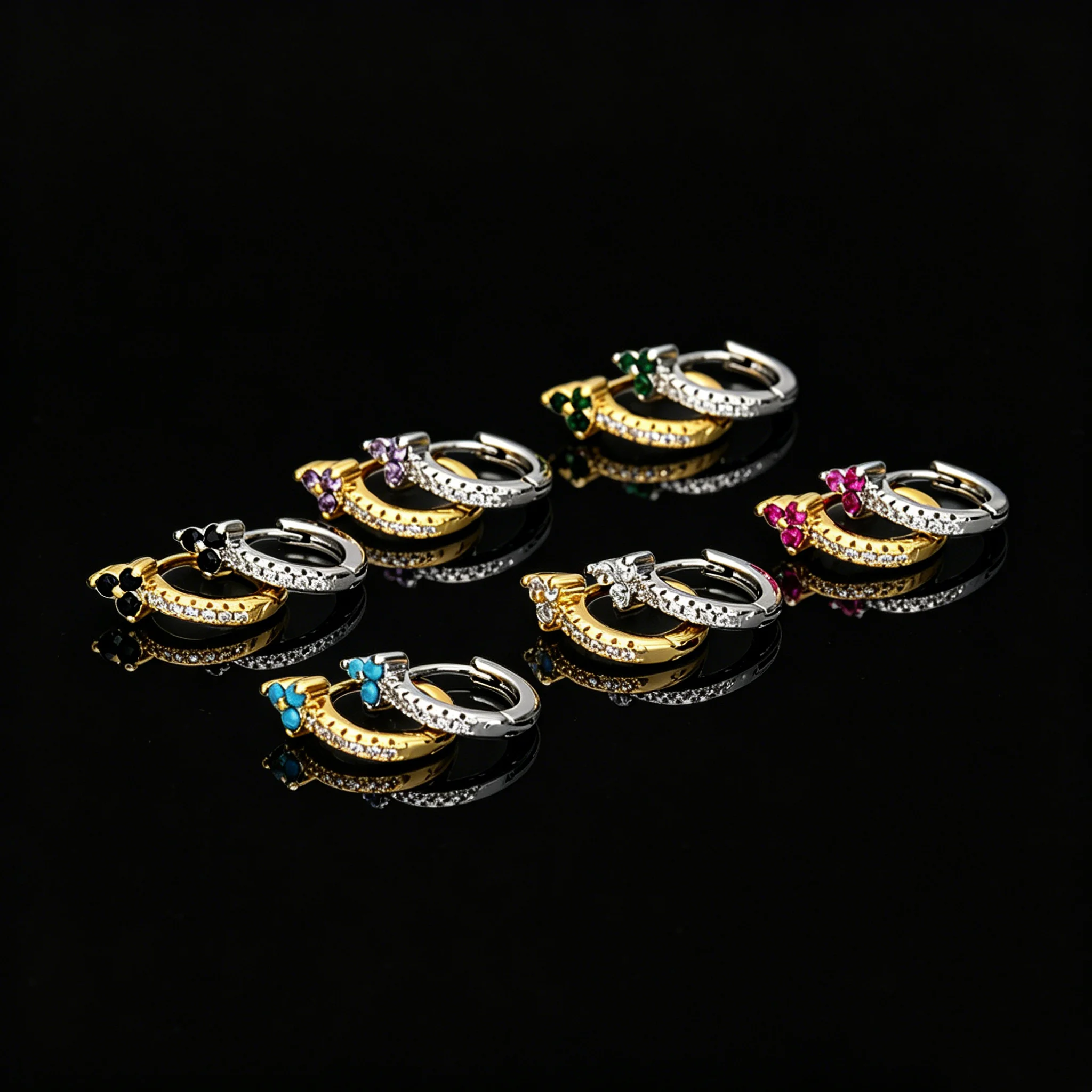 

Fashion Floral Earrings Color Zircon Silver Women Accessories