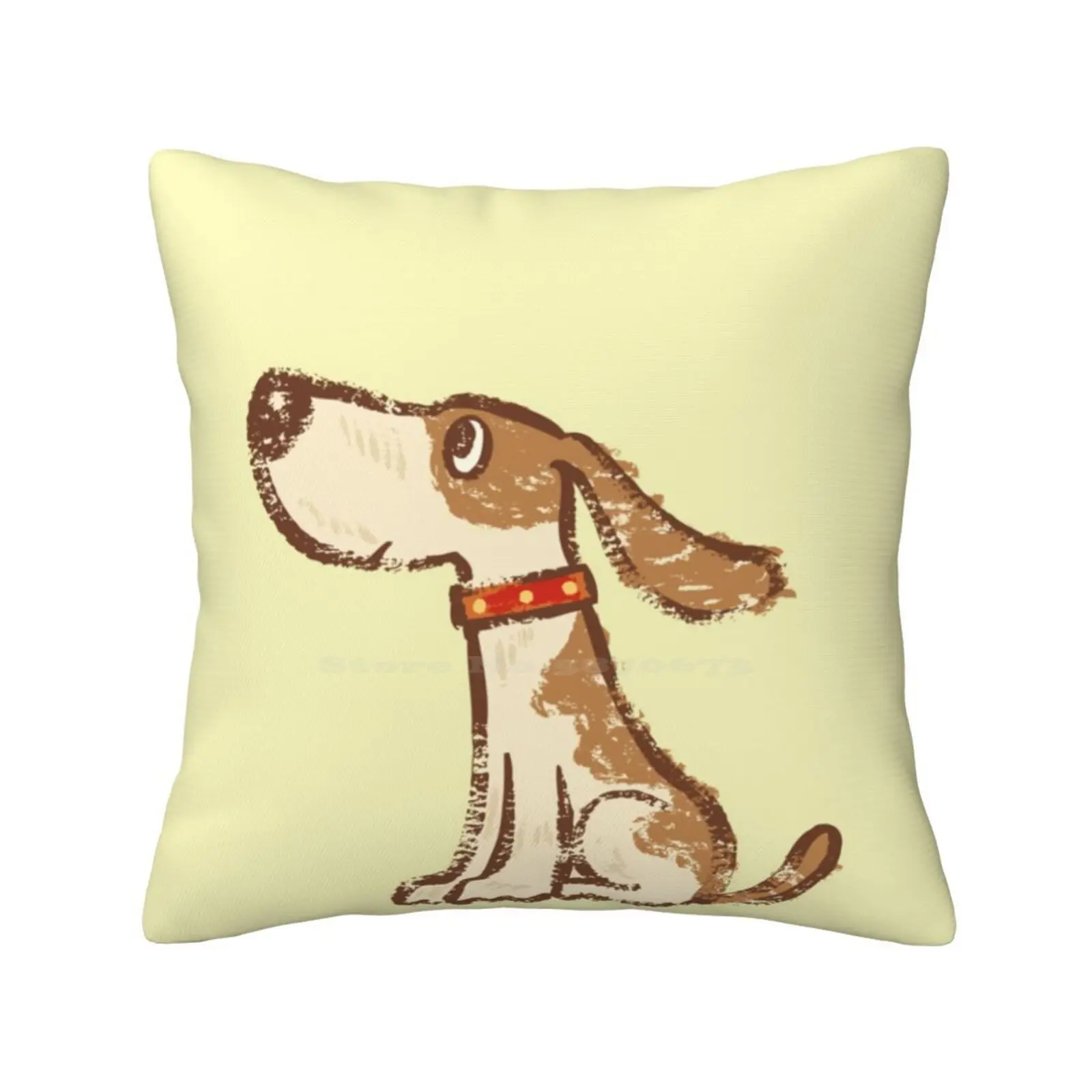 Hound Sitting Soft Comfortable Pillowcase Puppy Canine Character Kids Cute Cartoon Love Dogs Pets Animals Toru Sanogawa Big