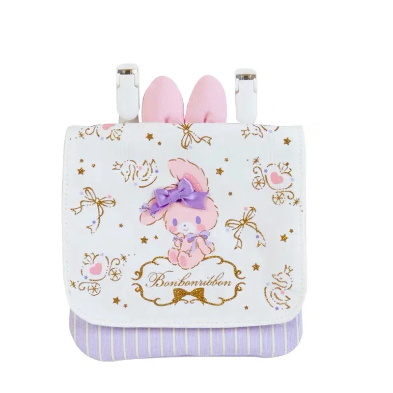 Cute Kawaii Bonbonribbon Bunny Storage Bag Sanitary Napkin Tissue Mask Organizer Bag Hangable With Clips