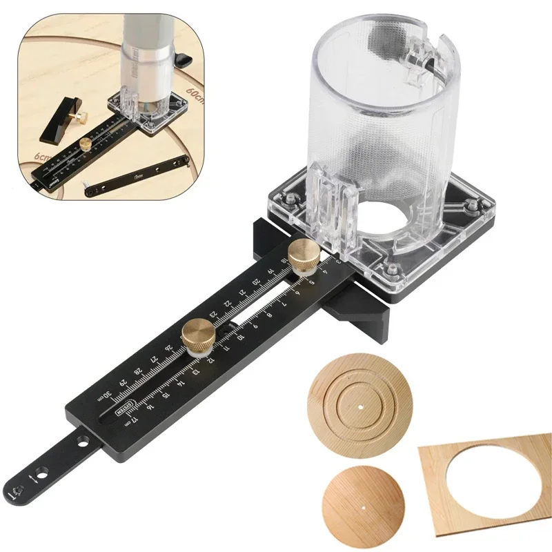 

Woodworking Circle Cutting Jig for Electric Trimming Machine Wood Router Milling Circle Slotting Base DIY Tools with Scale Fence