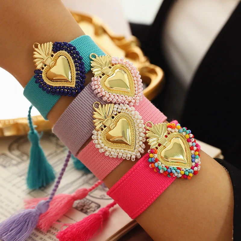 1pc Fashion creative simple Rice Beads Irregular Love Braided Tassel Bracelet For Ladies,couple and girlfriends