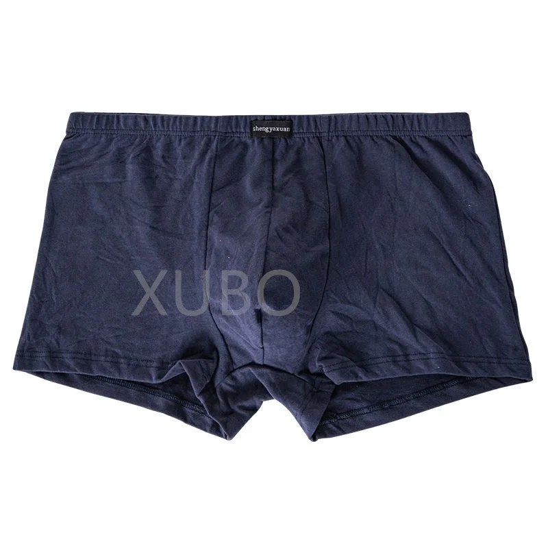 100% Pure Cotton Men's Boxer Briefs Middle-Rise Breathable Moisture-Wicking Loose Fit Plus Size Mens Underwear Trunks 5