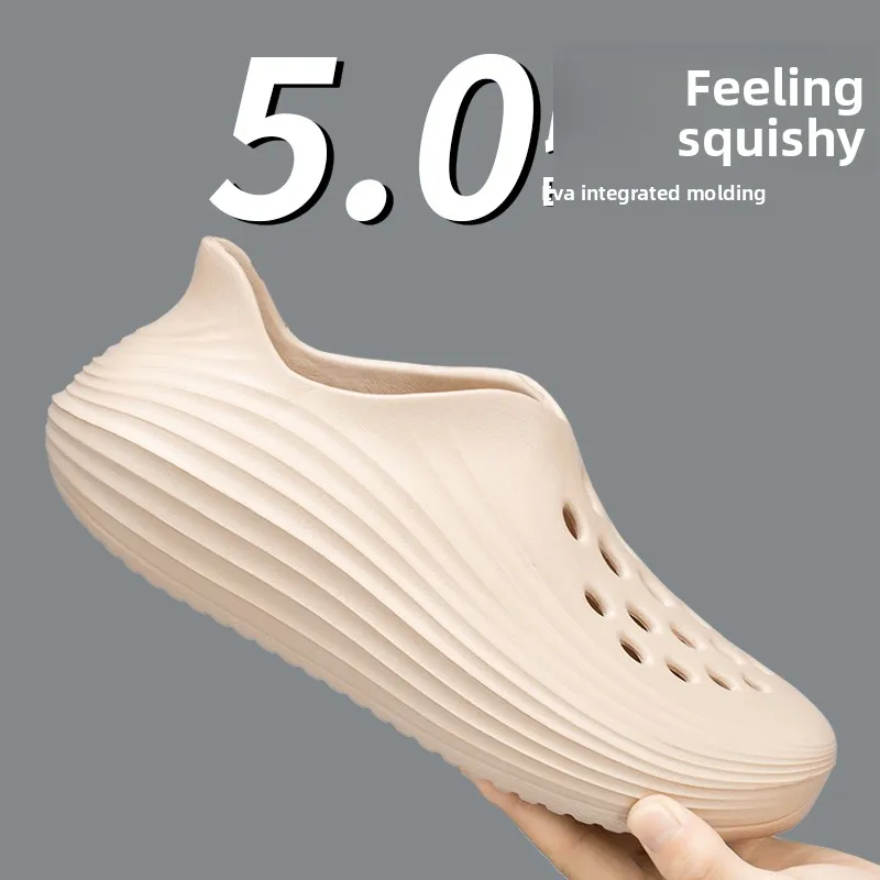 

Лето 2021, мужские и женские сандалии с обычной толстой подошвой, дышащие спортивные тапочки, уличная нескользящая пляжная обувь, повседневная обувь из ЭВА