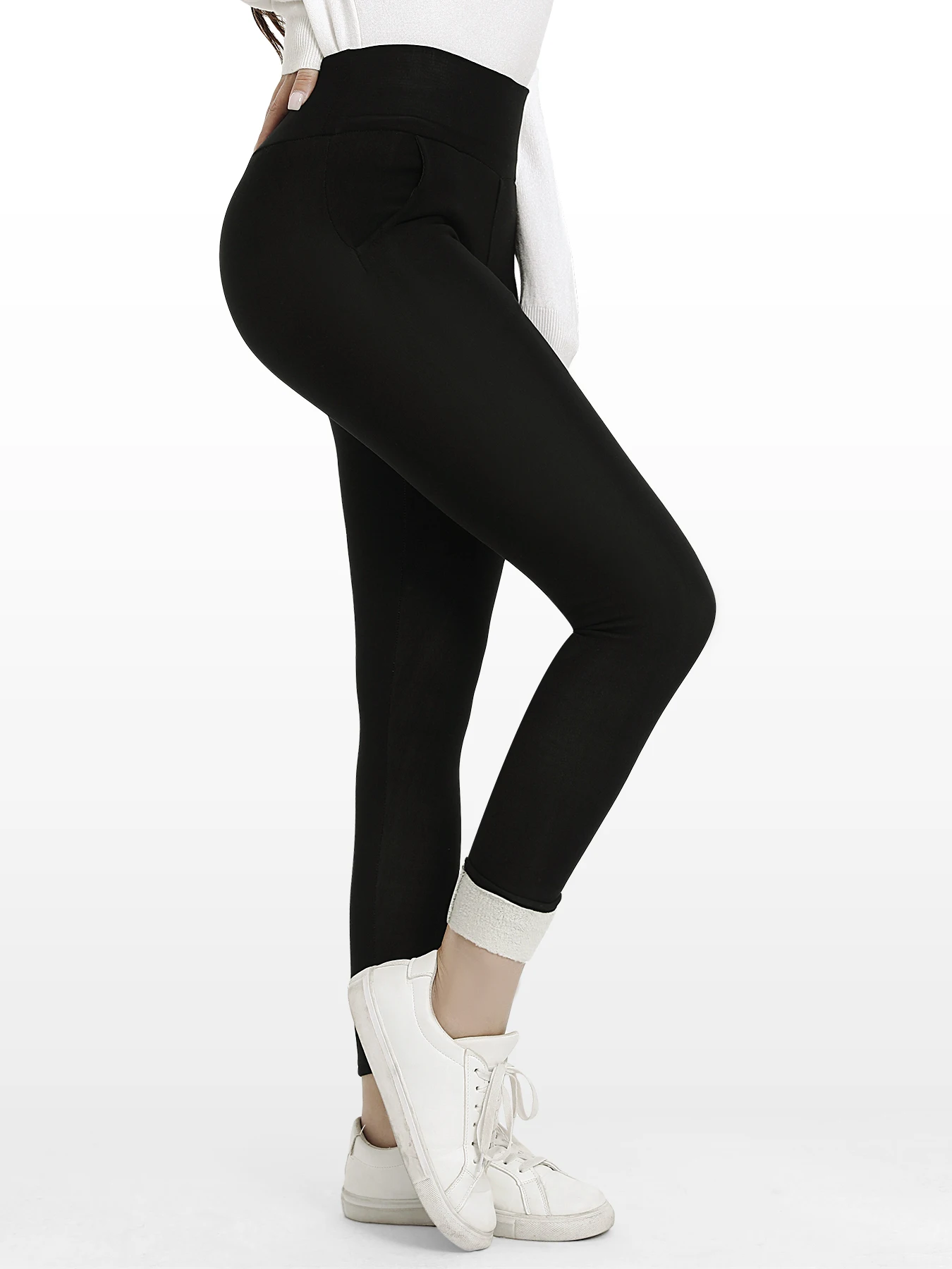 سراويل ضيقة مبطنة بالصوف للنساء للخريف والشتاء للارتداء اليومي غير الرسمي والجري والرياضة واليوجا والبيلاتس وزيادة المرونة #4