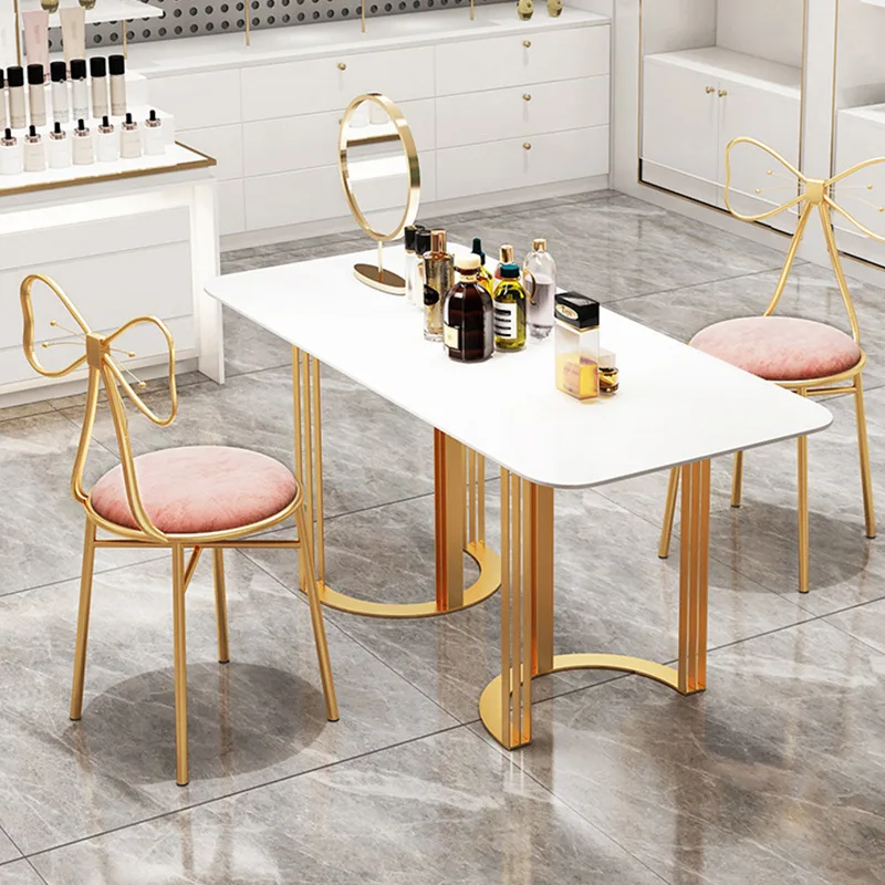 Pink Make Up Stool Velvet Dressing Table  Chair with Bow Knot Backrest  Chair  Bow Tie Casual Chair