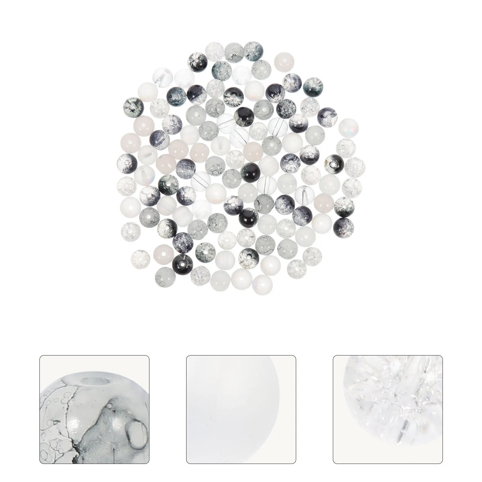 

200Pcs Handmade Crackle Round Glass Beads Loose Spacer Beads for Jewelry Making Bracelets DIY Bead Loose Bead Charm