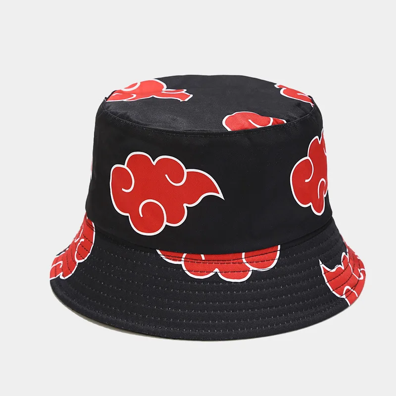 Rimiut Red Cloud Anime Cartoon Embroidery Bucket Hat Cotton Custom Men Women Sun Protect Fishing Hats LOGO Summer Caps