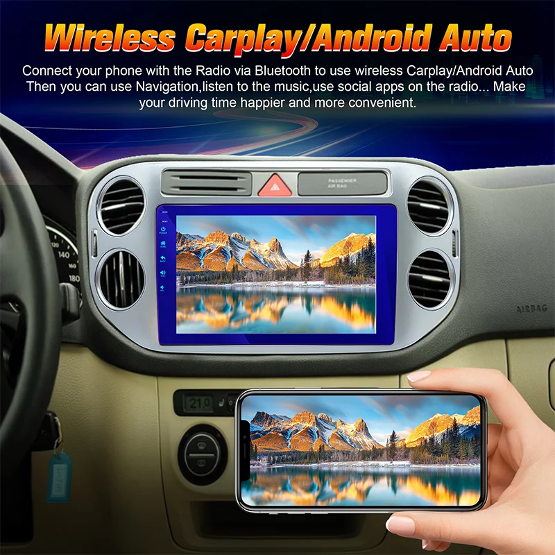 

9’’ Android Car radio for VW Tiguan 2006~2016 stereo screen Carplay Android Auto,GPS Navigation,Bluetooth,SWC,FM,WIFI,4G,4+64G