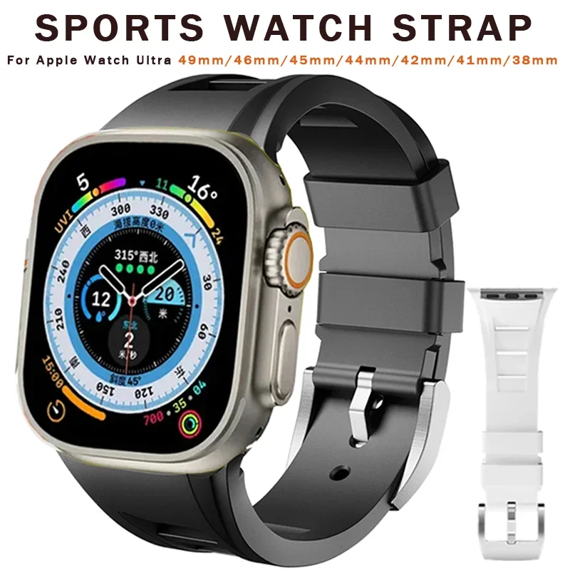 

Sports Band for Apple Watch Ultra 49mm Series 9 45mm Wrist Strap for iWatch ultra 2 8 7 6 5 3 4 se 42 44mm Silicone Men Bracelet