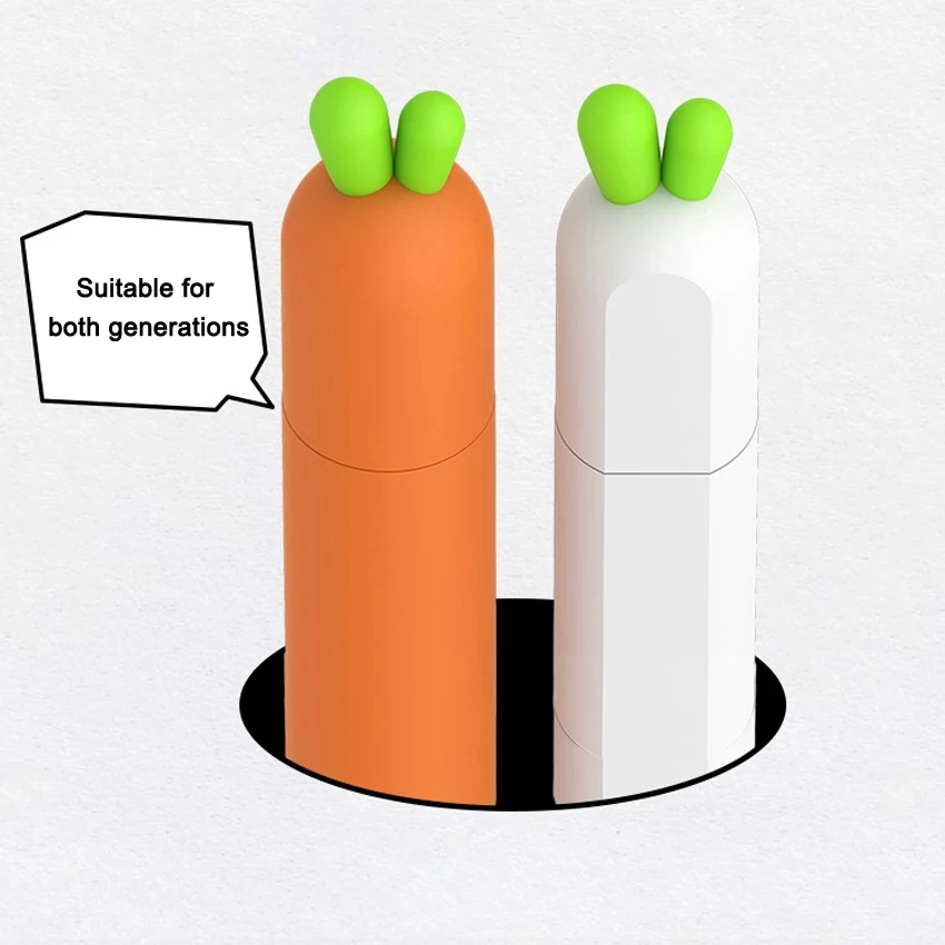 Cute Carrot Protective Pouch Cap Holder Silicone Nib Shell Cover Protective Case With 5Pcs Nib Caps For Apple Pencil 1/2 Skin