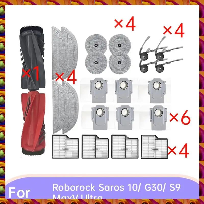 مجموعة خدمة Aimee Essential 24 قطعة لـ Roborock Saros 10/G30/S9 Maxv Ultra، تتضمن المرشحات والفرش ومنصات التطهير وأكياس الغبار